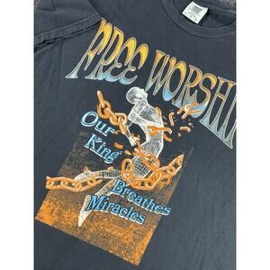 Free Worship Graphic T Shirt Mens Large Christian Faith Jesus Vintage Style